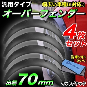 オーバーフェンダー フェンダーリップ 汎用 70mm 軽 マットブラック ハミタイ ジムニー セダン カプチーノ パジェロミニ クロカン 旧車 黒