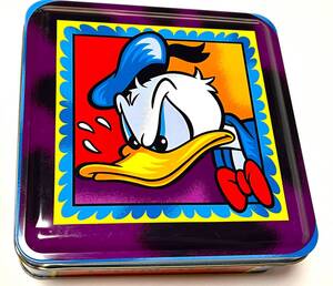 1030H【DISNEY】DONALD ドナルドダック クッキー缶 空き缶 フロリダディズニーワールド LAKE VUENA VISTA レア 小物入れ コレクション