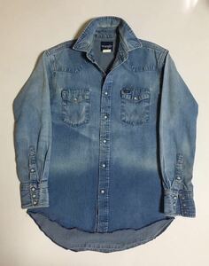 Wrangler vintage デニム シャツ L インディゴ ラングラー denim shirt 古着 ヴィンテージ used ウェスタン western 長袖