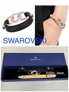 送料無料　新品　未使用　スワロフスキー　SWAROVSKI ブレスレット　バウンド　レザー　2色　黒　ベージュ　箱あり