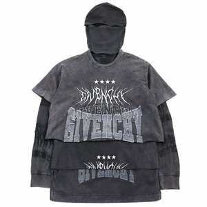 【ドンドン見直し】極美品○ジバンシィ BM71FC3Y8T オーバーラップエフェクト刺繍 レイヤードカットソー/Tシャツ グレー S 正規品