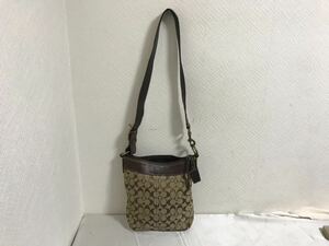 本物コーチCOACHキャンバスショルダーバッグボディポシェットバック茶メンズレディース