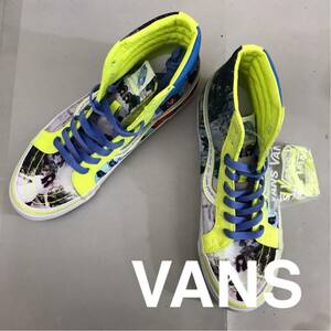 【新品未使用】バンズ VANS LA フミコイマノ スケートボード オールドスクール プリント HIGH 替え紐 ブルー ネオンイエロー 26.0cm @◆