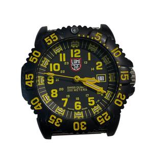 【中古品】LUMINOX ルミノックス 3050/3950 PC カーボンケース ブラック/イエロー クオーツ デイト メンズ 腕時計 A78606RD