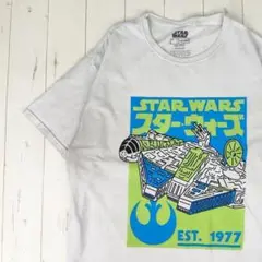 人気映画　スターウォーズ　ミレニアム・ファルコン　Tシャツ　古着　ホワイト　Ⅼ