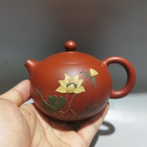 ◆古寳堂◆近現代 紫砂壺 西施壺 顧景舟 大紅袍 茶具 茶道品 極細工 古置物 古擺件 中国古美術 時代物 古董品