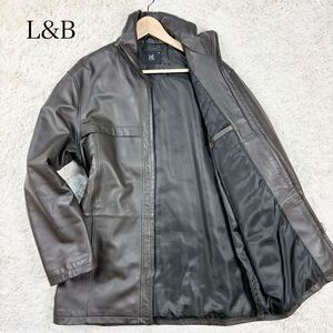 【美品 希少サイズL】 L&B エルアンドビー 【溢れ出る渋さ】 メンズ レザージャケット コート アウター 中綿 羊革 ラムレザー ブラウン