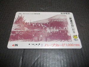 阪神電車　ハープカード　使用済　１枚　鉄道の日記念