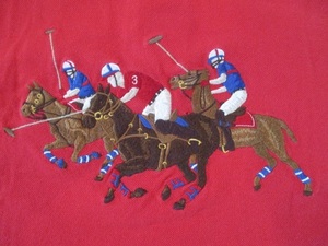 ★Polo　by　Ralph　Lauren/ポロ・バイ・ラルフローレン★豪華なPOLO競技の刺繍/ＮＯ3/ポロシャツ/レッド/XS★ 