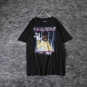 T189 Disney POWERLINE A Goofy Movie Print Loose Black Tee ディズニー プリント グーフィー ムービー クルーネック Tシャツ 黒 XL