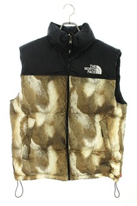 シュプリーム ノースフェイス ダウンベスト Fur Print Nuptse Vest サイズ:M ファープリントヌプシダウンベスト 中古 SB01