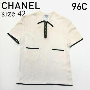 ☆希少☆CHANEL 96C バイカラー ココボタン ポロシャツ アイボリー