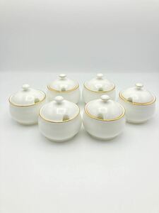 m1024601-21 ノリタケ シュガーポット6個 NORITAKE ゴールドライン 洋食器 陶器製 入れ物 蓋付 茶器 金彩 中古品