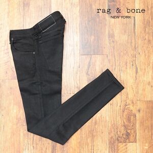 1円/rag＆bone/28インチ/スキニー デニムパンツ M1224K302 ストレッチ◎ 無地 アメリカ製 細身 スリム 新品/黒/ブラック/jc191/