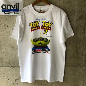 XZ182 Tシャツ キャラクター 00s ムービー 映画 トイストーリー2 古着 ビンテージ Ｍ サイズ アンビル タグ ホワイト 色