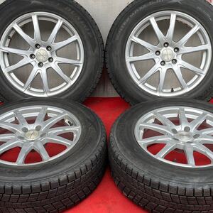 80%以上溝有。EURO BAHN 18 インチ×8J＋44 114.3 5穴 DUNLOP 235/65R18スタッドレス4本。クラウン マークX フーガ アコード アテンザ 等へ