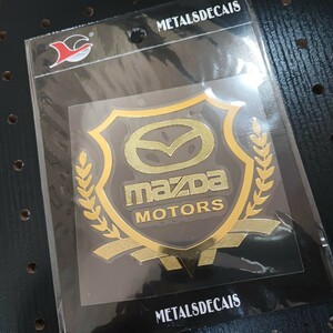 マツダ 金メッキ調（大）エンブレムステッカー■CX-3/5/7/8 デミオ アテンザ アクセラスポーツ ロードスター RX-378 MAZDA3 プレマシー