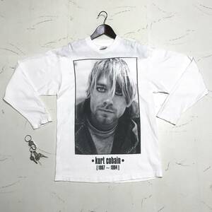 ★超希少 幻 美品★90s SCREEN STARS★NIRVANA カートコバーン★追悼プリント★長袖 Tシャツ ロンT★白 ホワイト★size L★メンズ　SSS