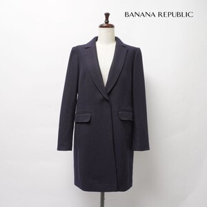 美品 Banana Republic バナナリパブリック NOVA Fides テーラードカラーコート ウール混 レディース 紺 ネイビー サイズ6*JC810