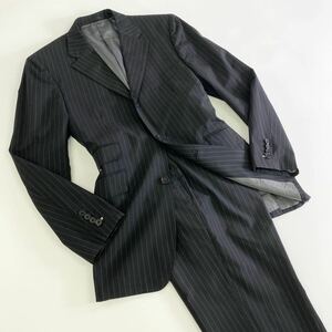 Cj28 BURBERRY BLACK LABEL バーバリー セットアップスーツ ジャケット スラックス ストライプ柄 96-84-175 40L メンズ 紳士服