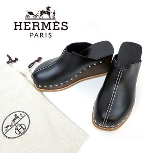 4OJ 未使用品 HERMES エルメス Earth Mule サボサンダル Size36 23.0cm ブラック 保存袋付き