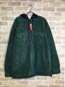 SUPREME シュプリーム FLEECE ZIP UP HOODED SHIRT TEAL LEOPARD フリース ジップアップレオパード ボア L 33842728■