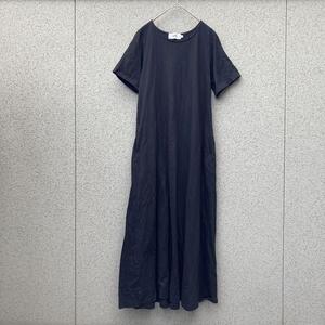 2173【AZUL by moussy】Sロングワンピース 半袖 黒 ポケット