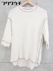 ◇ JOURNAL STANDARD relume ワッフル 七分袖 Tシャツ カットソー サイズM アイボリー系 メンズ