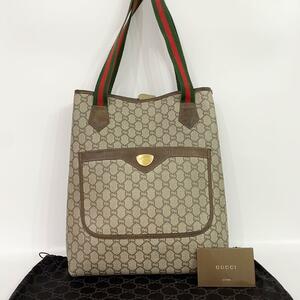 《大特価！》 GUCCI グッチ GG シェリーライン トートバッグ レザー PVC ブラウン 自00151