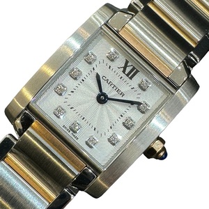 カルティエ Cartier タンク フランセーズSM WE110004 ホワイト PG/SS 腕時計 レディース 中古