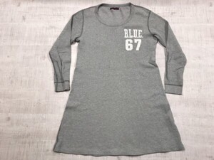 ブルーブルー BLUE BLUE 聖林公司 アメカジ古着 ワッフル ロンT カットソー 長袖Tシャツ ワンピース レディース 日本製 グレー