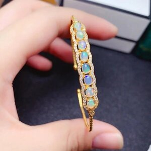 《証明書付き》天然オパールブレスレット　　 925シルバー 　　ジュエリー 3x4mm （8個）　　 aa