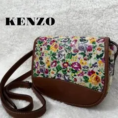 KENZO(ケンゾー) ミニショルダーバッグ　花柄　PVC ホワイト　フラップ