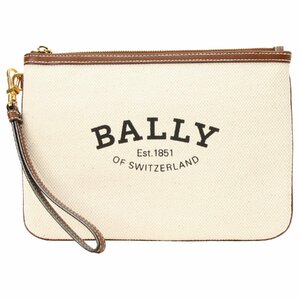 バリー ハンドポーチ BALLY WLO00J CV014 I135O ロゴプリント クラッチバッグ ナチュラル/ブラウン レディース メンズ ユニセックス