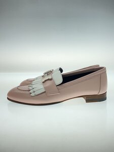 HERMES◆モカシンロワイヤル/フラットパンプス/34.5/PNK/レザー/H241072Z