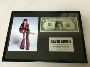 David Bowie!デヴィッド・ボウイ本物米国公認1ドル札写真付証明1