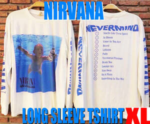 ◎USサイズXL・ニルバーナ・NIRVANA・ホワイト・長袖・Tシャツ・ロックT・バンドT・古着・グランジ・ソフトパンク・シアトル・ナーバナ・・