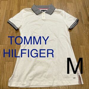 ♪♪⑧TOMMY HILFIGER トミーヒルフィガー☆半袖ポロシャツ☆綿100%☆ホワイト☆Mサイズ