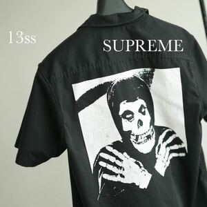 13ss supreme × misfits work shirt ミスフィッツ シュプリーム 半袖 ワークシャツ L 黒 ビンテージ 半袖シャツ old