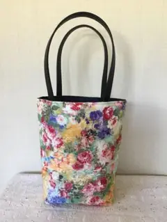 ハンドメイド・トートバッグ・小さめ・お出掛け・可愛い・ピンク・花・こころ12