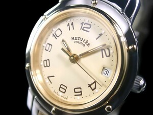 ★超美品 HERMES エルメス クリッパー18金/SS ナクレ CL4.220 ベージュ レディース 綺麗！★