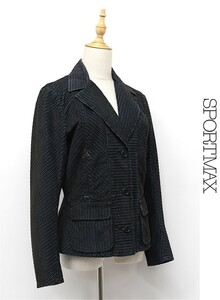 A364/SPORTMAX スポーツマックス MAXMARA コーデュロイジャケット ストライプ 42 L 青 黒 秋冬