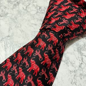 1円 美品 Gianni Versace ジャンニヴェルサーチ 即日発送 シルク 絹 総柄 ハイブランド 超高級 紳士服 ブランドネクタイ 黒 ブラック 