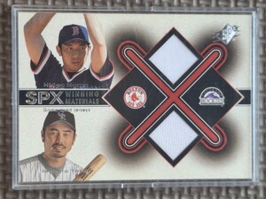 2001 Upper Deck SPx #HN-MY HIDEO NOMO/MASATO YOSHII Winning Materials Boston Red Sox Montreal Expos