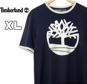 Timberland ティンバーランド リンガーネックTシャツ ビッグロゴ プリントロゴ 古着 XL
