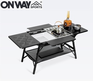 第三世代 ONWAY IGTテーブル アルミIGTローテーブル フラットバーナーテーブル OW-5643-PLUS igtアウトドアテーブル ブラック ケース付 7