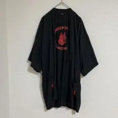 ヴィンテージ 福 刺繍  羽織 チャイナシャツ ブラック ベトシャツ