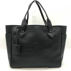 ロエベ ヘリテージ トートバッグ ブラック ロゴモチーフ ABランク レディース カーフ LOEWE 中古 六甲道店