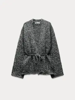 ZARA ベルト付きニットガーディガン　グレー　新品未使用品