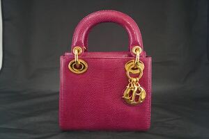 ◆ レア 極美品 Christian Dior / クリスチャン ディオール レディディオール ミニカナージュ リザード 2way ハンドバッグ 135563